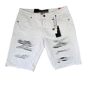 Beat & Rhythm Mens White Distressed‎ Denim Shorts Size 40 DP258 NWT Streetwear